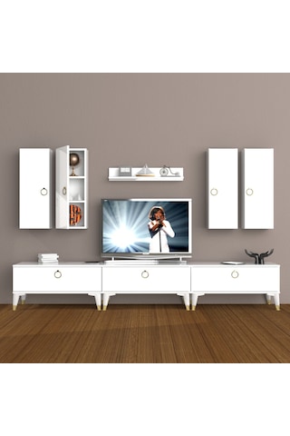 Decoraktiv Eko 8d Mdf Gold Tv Ünitesi Tv Sehpası Beyaz