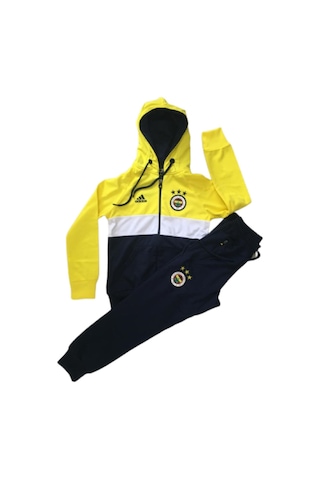 Kısmetsepeti Çocuk 6-16 Yaş Arası Içi Pamuklu Dışı Rüzgar Geçirmez Kumaş Eşofman Takım Sarı Renk