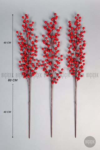 Biçiçek Koki̇na 80 Cm 108 Meyveli̇ Yilbaşi Bi̇tki̇si̇ Tek Dal
