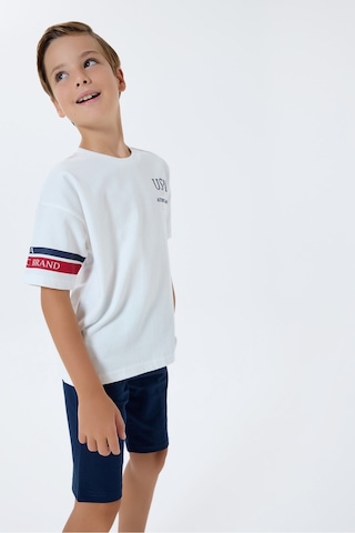 U.S. Polo Assn. Erkek Çocuk Bermuda Takım, İki İplik, Pamuk / Cotton Beyaz