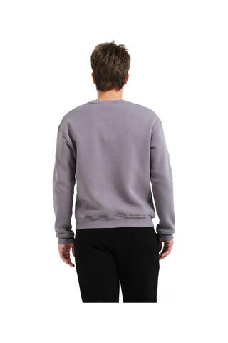 Justever Bisiklet Yaka Nakışlı Şardonlu İçi Polarlı Gri Erkek Sweatshirt - Volar Gri
