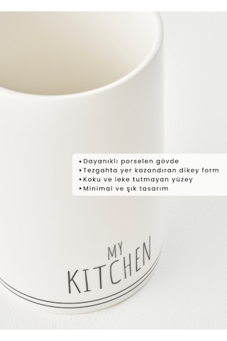 Bella Maison My Kitchen Porselen Dik Kaşıklık Beyaz 9,6x14,3 Cm