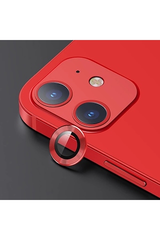 Usams iPhone Uyumlu 12 - 12 Mini 3d Metal Çerçeveli Kamera Lens Koruyucu-1852