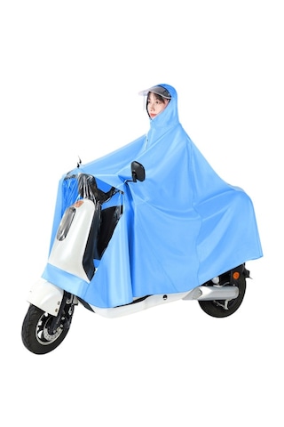 Çift Kenarlı Elektrikli Araç Motosiklet Yağmurluğu-açık Mavi