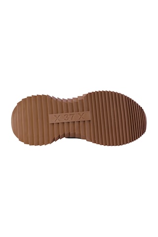 Hobby Ayakkabı Hobby Kadın Hakiki Deri Leopar Detaylı Kalın Tabanlı Sneaker Ayak Bej