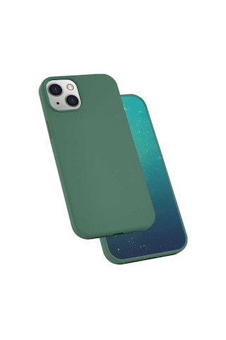 Apple Uyumlu iPhone 13 Mini Uyumlu Zore Silk Silikon-koyu Yeşil Koyu Yeşil -