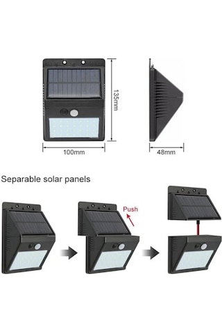 Solar Enerjili 20 Led Duvar Lambası Hareket Sensörlü Su Geçirmez Kablo Gerektirmez