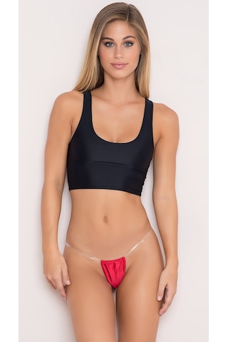 Motto10butik Bacio Fantezi Kırmızı Şefaf Lastikli Tanga Bc1302
