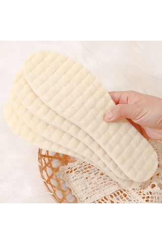 Sones 1 Çift Yün Kış Yumuşak Koku Önleyici Lateks Sıcak Kalın Dolgulu Yüksek Elastik Şok Emici Tabanlık, Beden: 38-39 Bej