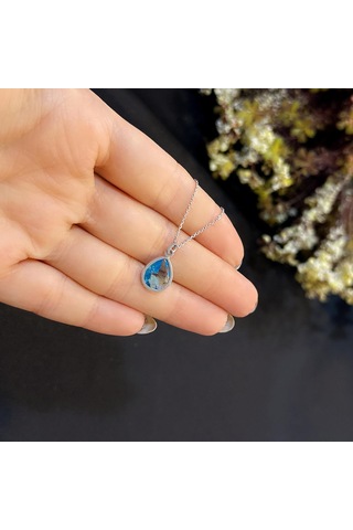 Stela Akuamarin Damla Gümüş Kolye