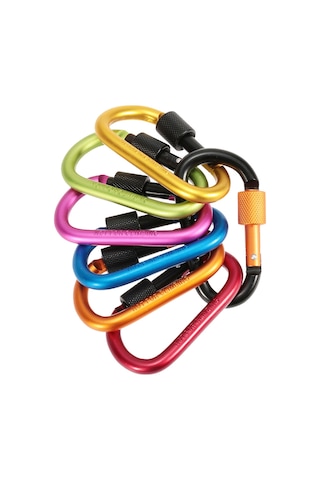 Geeksen 9 Adet Alüminyum D Tipi Kamp Halka + 1 Çelik Tel Çember - Hafif, Dayanıklı, Çanta, Anahtar, Tente Asma İçin - Doğa Sporları Yardımcısı Çok Renkli