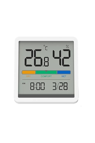 Novahub Yeni Xiaomi Miiiw Dilsiz Sıcaklık Nem Saati Ev Kapalı Yüksek Hassasiyetli Bebek Odası C/f Sıcaklık Monitörü 3.34 İnç Büyük Lcd