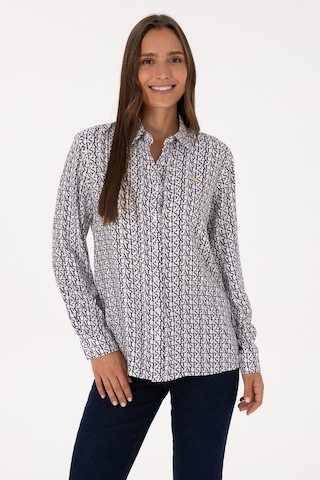 U.s. Polo Assn. Kadın Beyaz Gömlek Desenli 50316415-vr013 Beyaz
