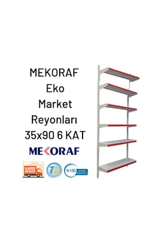Mekoraf Market Raf Sistemi 2 Metre 90 Cm En Derilik 35 Cm 6 Katlı Beyaz Mekoraf Market Raf Sistemi 2 Metre 90 Cm En Derilik 35 Cm 6 Katlı Beyaz