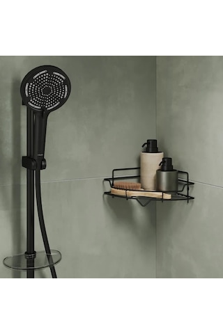 Milardo Banyo Köşe Rafı, Tek Katlı, Siyah 363177343 Siyah Mat