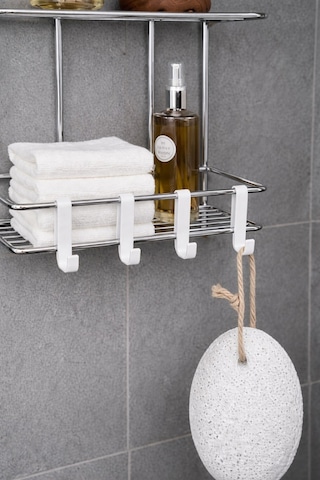 Sas Haus Krom 3 Katlı Banyo Rafı Şampuanlık Ve Duş Rafı Askılı Yapışkanlı Duvara Monte Tş-03 Krom