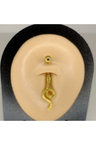 Aya Tasarım Gold Renkli Yılan Göbek Piercing Altın