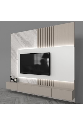 Joy Tv Ünitesi Tv Sehpası Alt Modül Kum Beji 240 Cm Mdf Joy Tv Ün