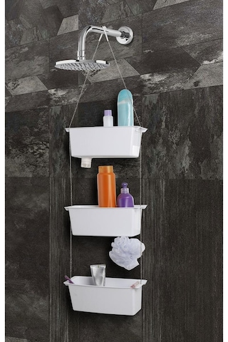 Primanova Üç Gözlü Duş Sepeti Beyaz Pratik Asılabilir Yapı N43 Çok Renkli