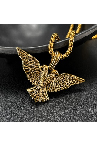 Relaxed Avrupa Ve Amerikan Yaratıcı Punk Kesme Paslanmaz Çelik Çift Başlı Kartal Retro Hip-hop Kolye Altın Tek Bir Kolye Ucualtın Kolye Zinciri 3 55