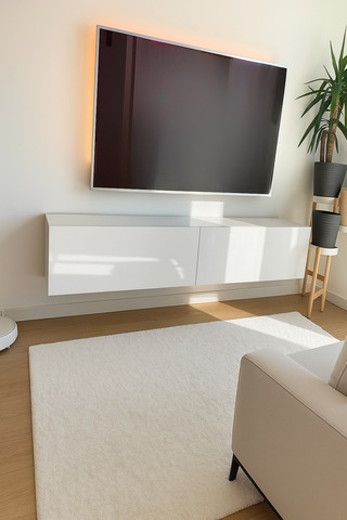 Mac Dizayn Fasalis 140 Cm Beyaz Parlak Tv Ünitesi Modern Minimal Tasarım Parlak Beyaz