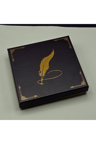 Yaprak Desenli Mor Deri Defter Ve Metal Roller Kalem Seti