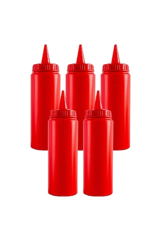 500 Ml. Fişek Sosluk Ketçap Mayonez 5 Adet Kırmızı