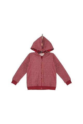 Denokids Ejderha Erkek Çocuk Bordo Kapişonlu Fermuarlı Sweatshirt Bordo