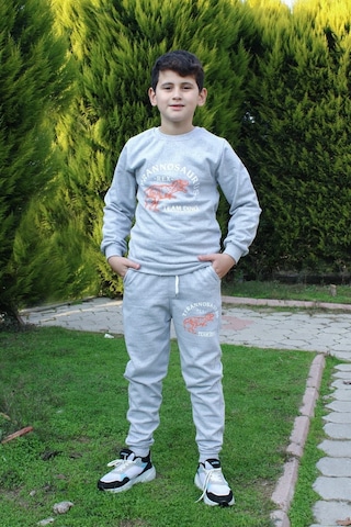 Fyk Kids Trex Baskılı Erkek Çocuk Alt-üst Eşofman Takımı Gri