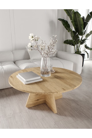 Mush 90cm Orta Sehpa Lefkas Meşe - Tamamı Mdf