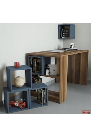 Variant Variant Box Çalışma Masası - Ceviz / Mavi