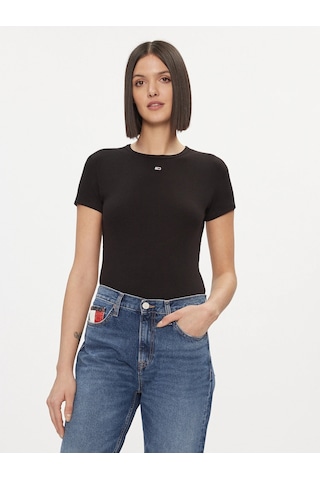 Tommy Hılfıger Kadın T-shırt Dw0dw17383-bds SIYAH