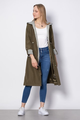 Beli Büzgülü Trençkot - Haki-haki Haki