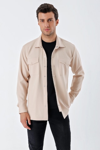 Bigdart 20193 Oversize Erkek Gömlek - Krem 001