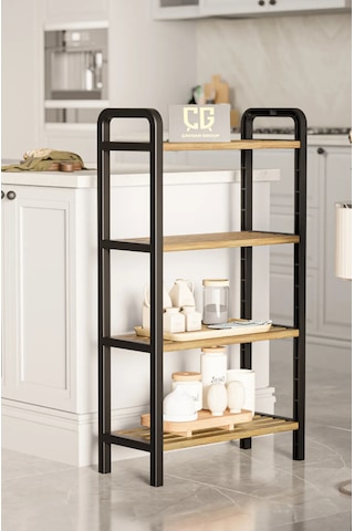 4 Katlı Ahşap Çubuklu Mutfak Düzenleyici,50cm Mutfak Rafı