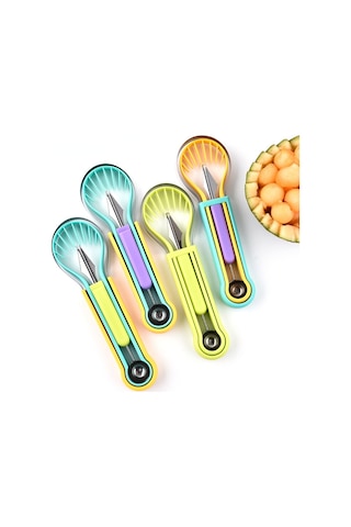 Sones 2 Adet 3'ü 1 Arada Meyve Kazıcı Meyve Tabağı Oyma Bıçağı Çok Renkli