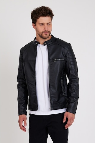 Mero Life Dar Kesim Erkek Deri Ceket Mont - Siyah
