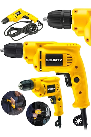 Schatz Profesyonel 580w Bakır Sargılı 10mm Metal Şanzıman Elektrikli Matkap Sarı