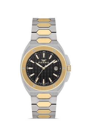Ferro Fm40160a-d Quartz Çelik Sarı-gri 42 Mm Erkek Kol Saati Altın - Gri