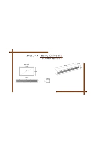 Melura Tv Ünitesi - Tv Sehpası 180 Cm Duvara Monte %100 Mdf Gri
