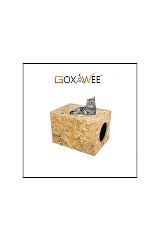 Goxawee Kedi Evi Dış Ortam Uygun Ahşap Kedi Evi Osb 40x30x30 Cm
