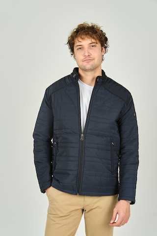 Lucas Erkek Dik Yaka Deri Biyeli Kapitone Mont 4706 Lacivert Lacivert