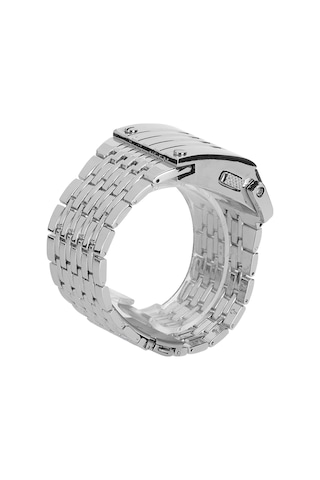 Xindoker Erkekler İçin Led Dijital Göstergeli Çelik Robot Stili Kol Saati - Yüksek Kalite Allyuminyum, Hızlı Serbest Kanca, Gümüş Mavi Işık, Dahili Pil Altın