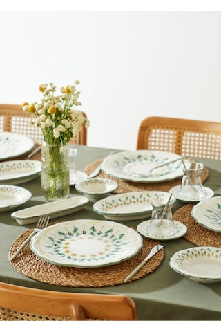 Bella Maison Adelina Stoneware 52 Parça 12 Kişilik Kahvaltı Takımı Yeşil Yeşil