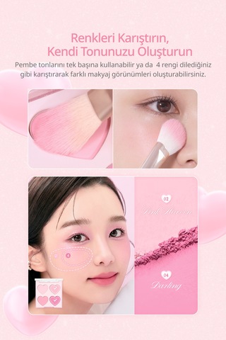 Dasique Karıştırılabilir Renk Tonlarına Sahip 4lü Allık Paleti Blending Mood Cheek 13 Sweet Heart 13 Sweet Heart