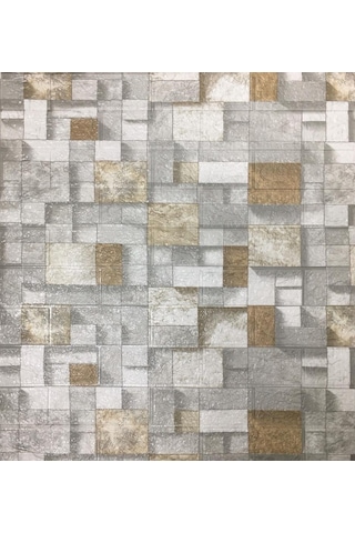 3D Kendinden Yapışkanlı Gri Kahverengi Küp Desen Duvar Kağıdı Pan