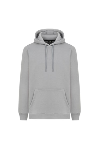 Mysport My Sport 5017 Erkek Yumuşacık Kapüşonlu Organik Pamuk Kanguru Cepli Açık Gri Sweatshirt Açık Gri