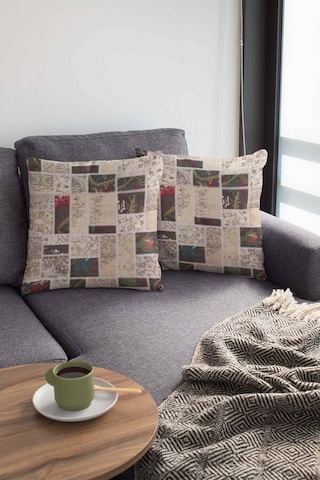 Çok Renkli Patchwork Çift Taraflı Kırlent Kılıfı Krl289n11