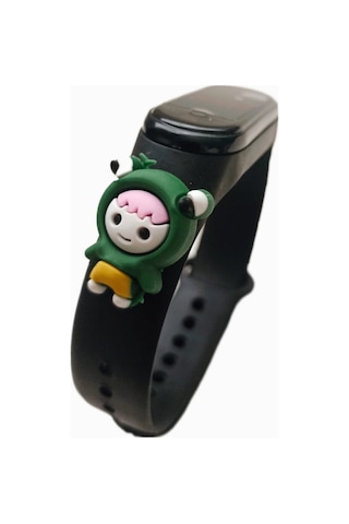 Renkli Led Ekranlı Silikon Kordonlu Kol Saati Siyah Bebek