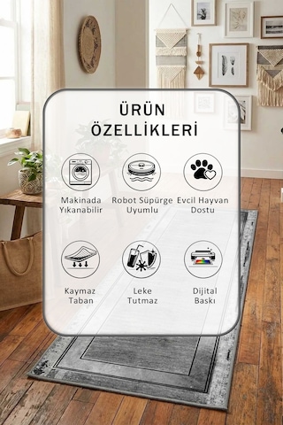 Gri Smart Yıkanabilir Yolluk